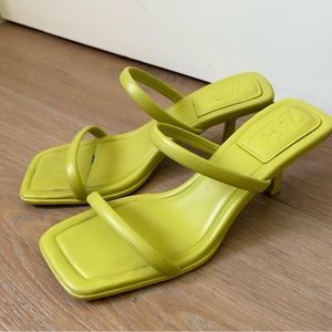 Zara Lime Green Strappy Slides 36